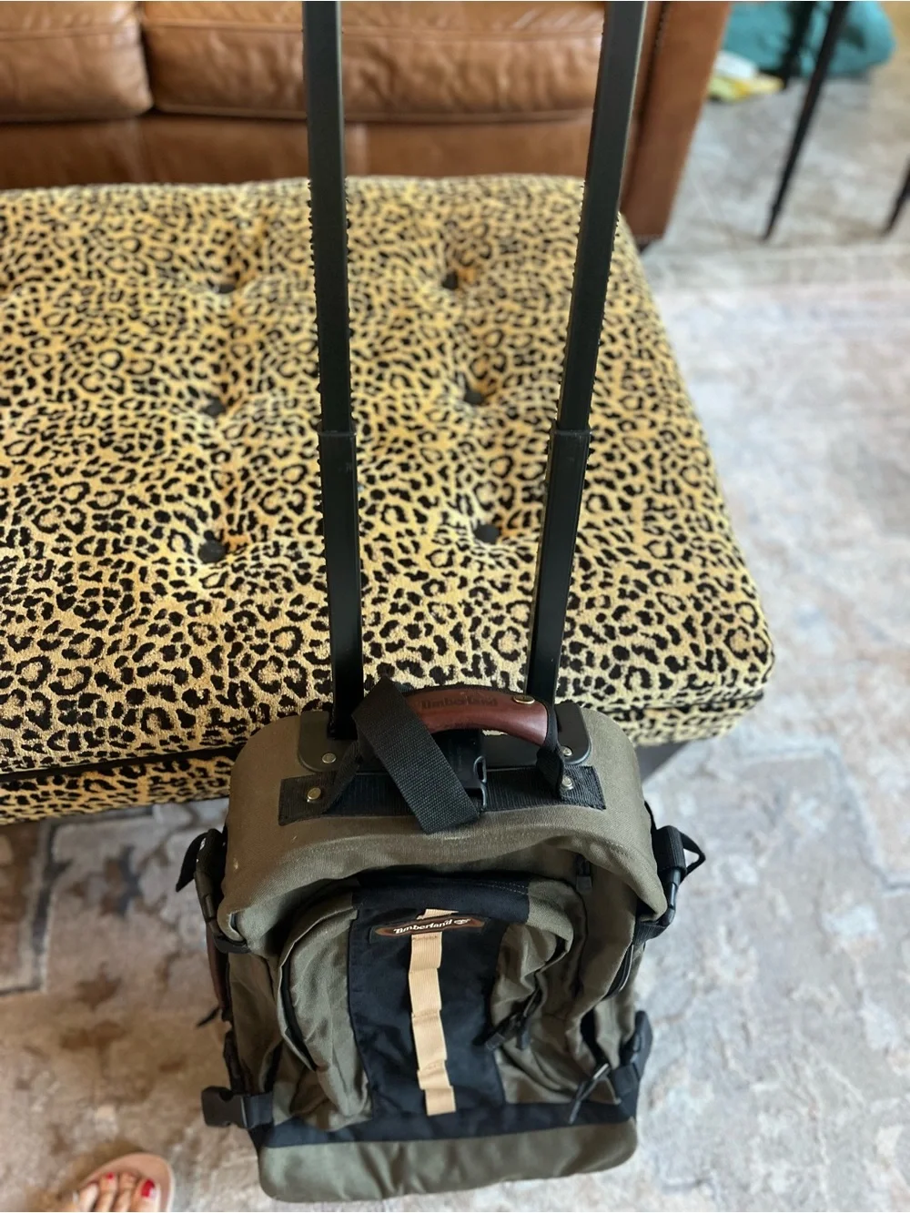Timberland: Vintage leather trimmed canvas travel luggage/backpack